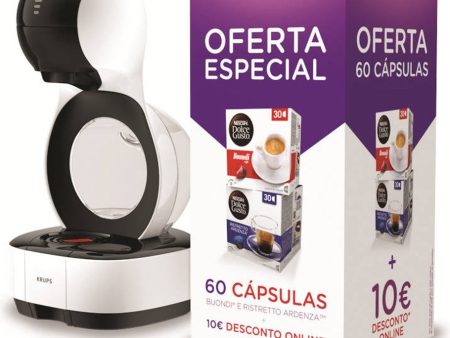 Máquina de Café Cápsulas Dolce Gusto Krups Automática Lumio KP1301P12 Branca + 60 Cápsulas For Sale