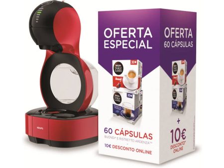 Máquina de Café Cápsulas Dolce Gusto Krups Lumio KP3505P12 Vermelha + 60 Cápsulas Sale