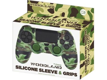 Capa de Silicone + Grips para Comando PS4 FREATEC Woodland Camuflagem Cheap